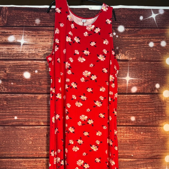 Old Navy Sleeveless Jersey Maxi Dress. Red Floral. Size 4X Plus. - Picture 1 of 5